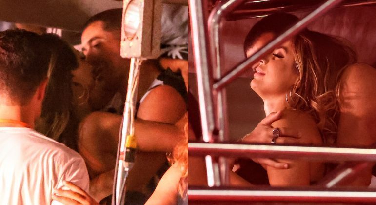 O casal não se incomodou com a presença de fotógrafos no local e aproveitou para curtir a micareta a dois
