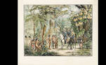 Encontro de viajantes com índios, 1836. Litografia. ENCICLOPÉDIA Itaú Cultural de Arte Cultura BrasileiraJohn Moitz RUGENDAS 