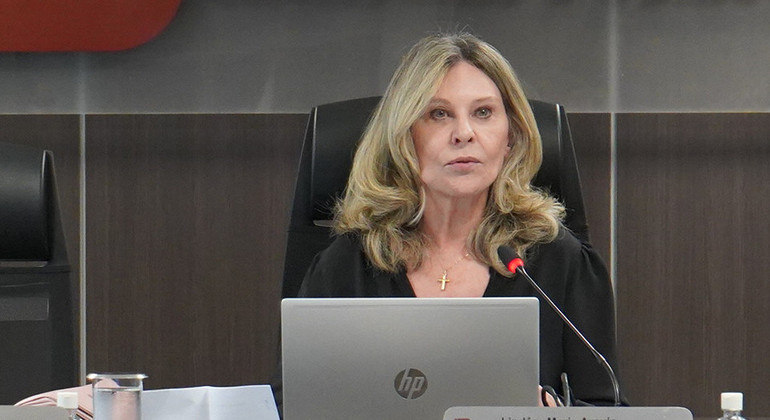Vice-procuradora-geral da República, Lindôra Araújo, durante sessão no CNMP