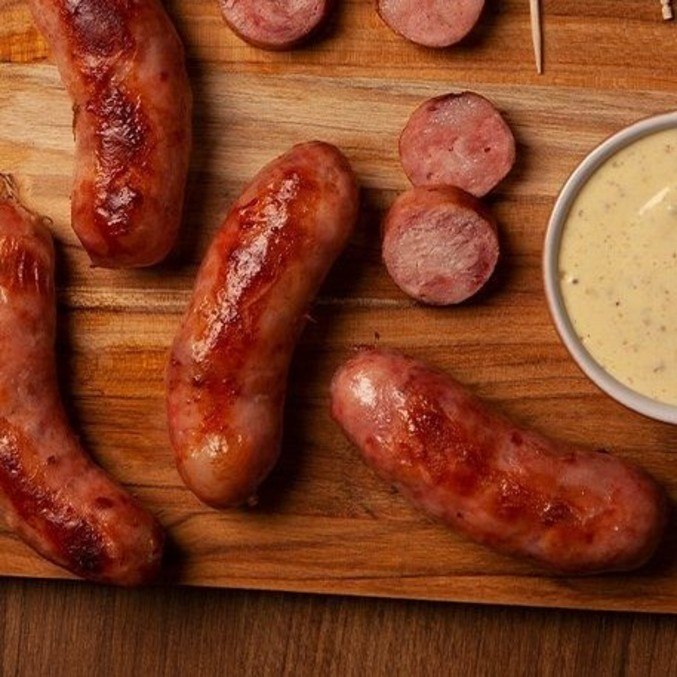 Linguiça Toscana com Molho de Mostardas e Mel da Aurora