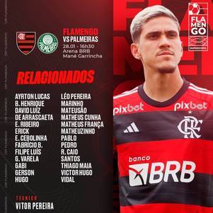 Lista completa de relacionados pelo Flamengo para a Supercopa do Brasil