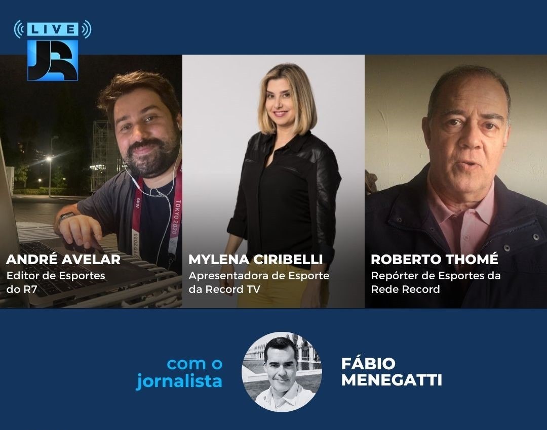Avelar, Mylena e Thomé conversam sobre futebol na Record TV; Fábio Menegatti apresenta