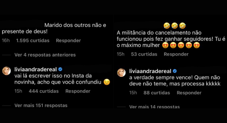Lívia Andrade rebate comentários dos seguidores
