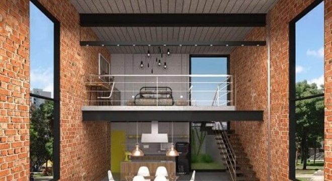 Loft com janelas amplas Projeto de Teia Arch Decor