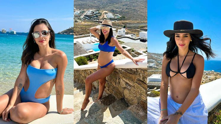 Bruna Biancardi está curtindo as praias de Mykonos, na Grécia, e dividindo a rotina da viagem com os seguidores nas redes sociais. A influenciadora aproveitou a paisagem paradisíaca do país para compartilhar alguns cliques de looks usados durante os dias de folga; confira