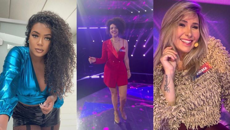 GlamourFalando em juradas, nossas especialistas não ficam de fora quando o assunto é moda! Ana Preta brilhou com camisa de seda azul e minissaia.Laura Carolinah desfilou com um look vermelho bem diferente, uma mistura de blazer com vestido de alcinha. Impecável!Já Andréia Sorvetão, apostou em uma blusa felpuda bem fofinha!