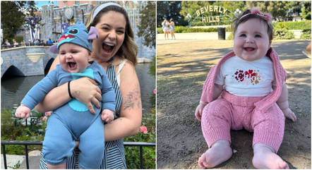 Lua vestida de Stitch e de "patricinha" em Los Angeles