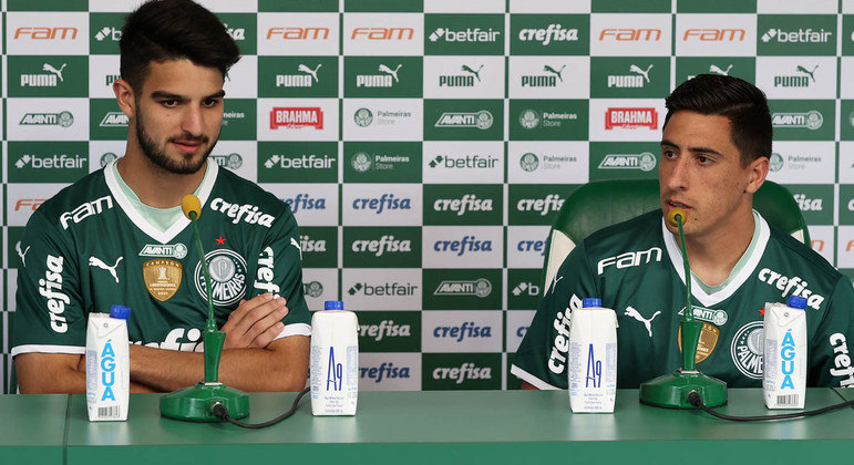 López e Merentiel foram apresentado oficialmente pelo Palmeiras antes da estreia em campo
