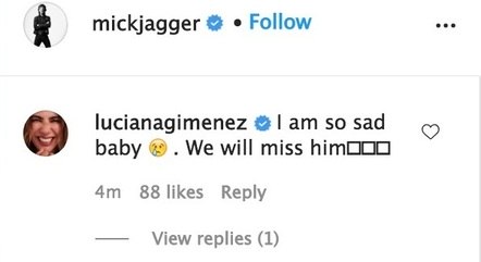 Comentário em inglês de Luciana Gimenez no post de Mick