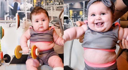 Lua como musa fitness nas fotos de mesversário