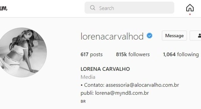 Lorena tirou sobrenome Lucco do perfil dela do Instagram
