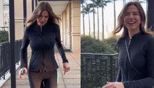 Luciana Gimenez se emociona com apoio do filho em primeira corrida após acidente; assista