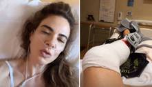 Luciana Gimenez recebe alta médica, mas reclama de dores na perna: 'Inacreditável como dói'