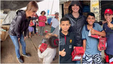 Luciana Gimenez faz doação de ovos de Páscoa a crianças carentes em São Paulo