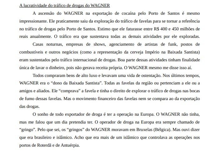 Trecho da delação de Felipe sobre os lucros de "Cabelo Duro" (Reprodução)