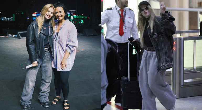 Luísa Sonza com Demi Lovato e em aeroporto