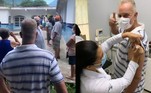 Luiz Fernando Guimarães, de 71 anos, recebeu a primeira dose da vacina contra a covid-19, no dia 26 de março, em Itaguaí, na Região Metropolitana do Rio do Rio de Janeiro. O ator exibiu o momento especial por meio de fotos nas redes sociais. 'Meu dia chegou', comemorou na web