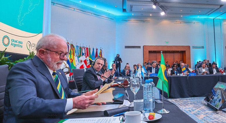 O presidente Luiz Inácio Lula da Silva durante cúpula da Celac
