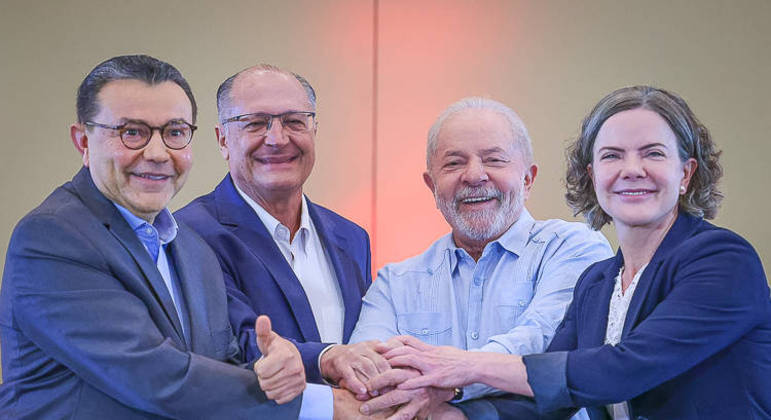 Carlos Siqueira (PSB), Geraldo Alckmin (PSB), Lula (PT) e Gleisi Hoffmann (PT)