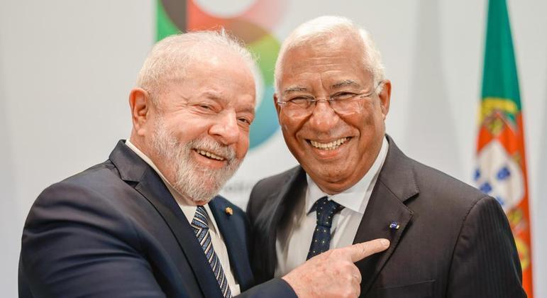 O presidente Lula e o primeiro-ministro de Portugal, António Costa, durante cúpula