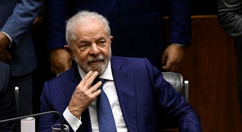 O presidente Luiz Inácio Lula da Silva durante cerimônia de posse