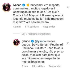 Lyanco desabafa em publicação da CBF
