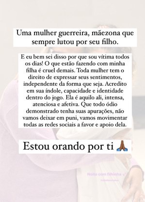 Andrea defendeu a filha na web