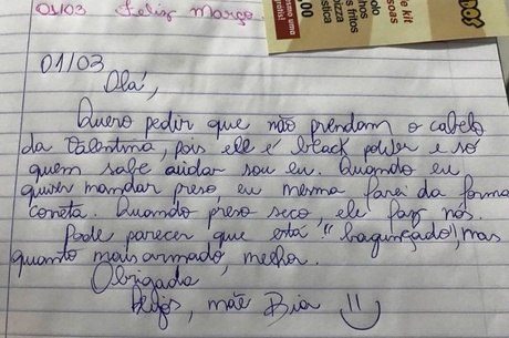 Mãe manda bilhete para escola parar de prender o cabelo da filha 2