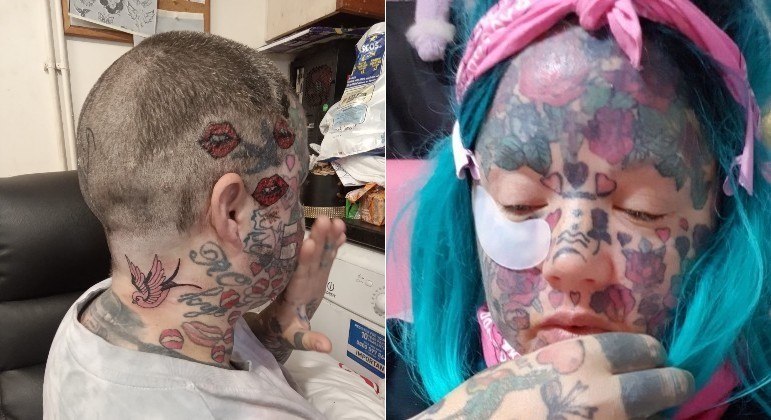 Melissa prefere as tattoos 'no estilo prisão', conforme classifica as que o namorado desenha nela