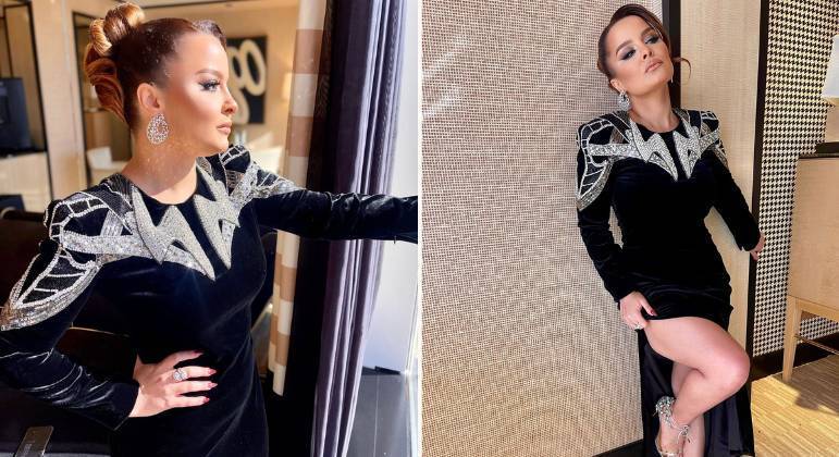 Maiara usou um vestido exclusivo da Balmain e sandálias da Aquazzura