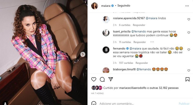 Comentário de Fernando na publicação de Maiara  