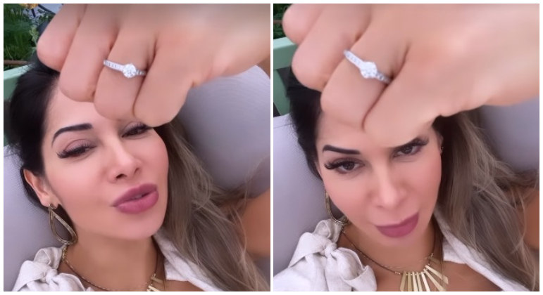 O anel de noivado de Ma&iacute;ra Cardi custa R$ 300 mil