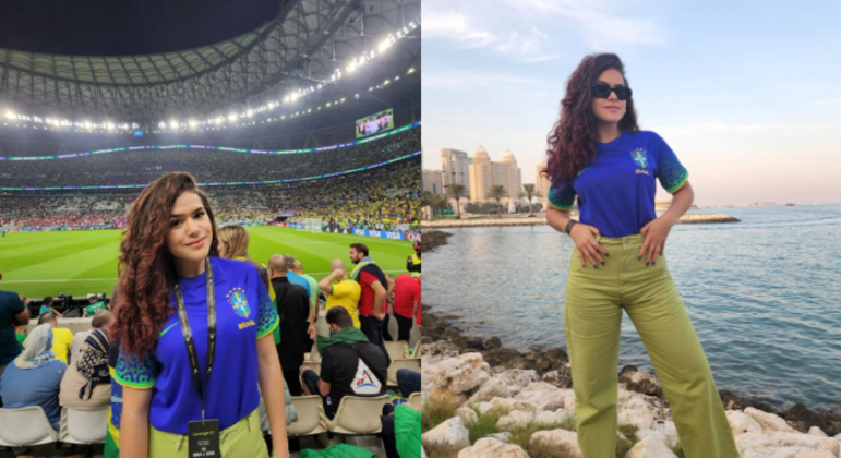 Logo após chegar a Dubai, Maisa já foi para o Catar para assistir de pertinho ao primeiro jogo do Brasil na Copa do Mundo. 
