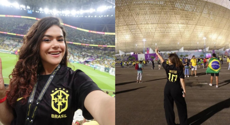 Para finalizar o bate e volta Dubai-Catar, a apresentadora foi assistir ao terceiro jogo da seleção brasileira na Copa. Esse foi a última partida a que ela e a família foram assistir de pertinho. 