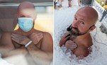 O austríaco Josef Koeberl, 42, bateu o recorde mundial de permanência em uma caixa cheia gelo