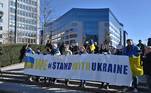 Manifestantes na Bélgica pedem o fim da guerra na Ucrânia