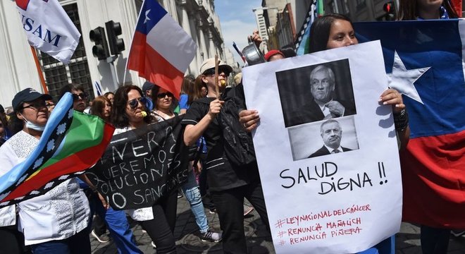 Manifestantes no Chile exigiram 'saúde digna'