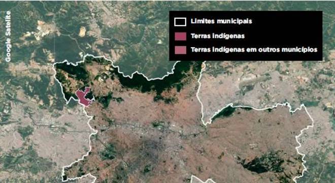 Mapa mostra terras indígenas em São Paulo e municípios ao redor