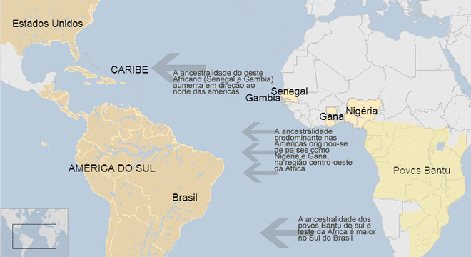 Mapa das heranças genéticas da África nas Américas Relevância médica