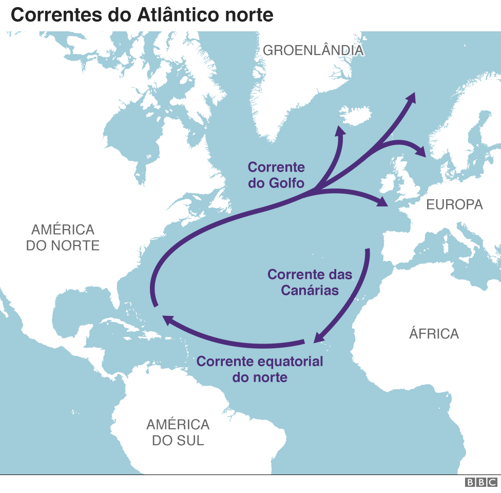 Mapa das correntes marítimas