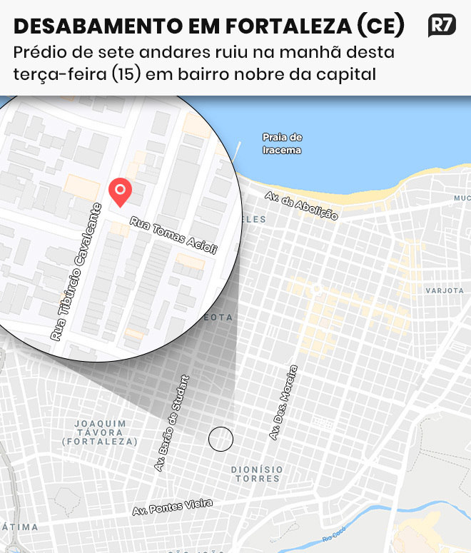 Prédio que ruiu em Fortaleza fica próximo ao mar