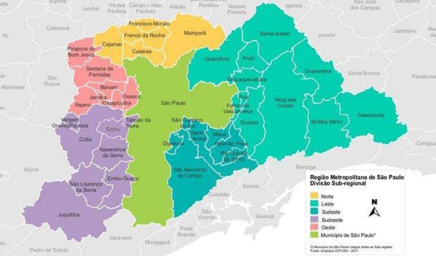 Subdivisão da região metropolitana