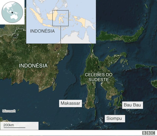 Acidente ocorreu próximo às Celebes do Sudeste, na Indonésia


