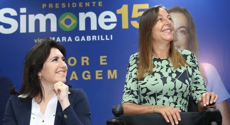 A presidenciável Simone Tebet (MDB), e a deputada federal Renata Abreu (Podemos-SP)