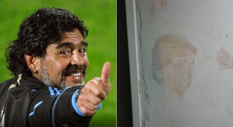 Reprodução de Maradona foi vista na mancha de umidade de uma parede e viralizou