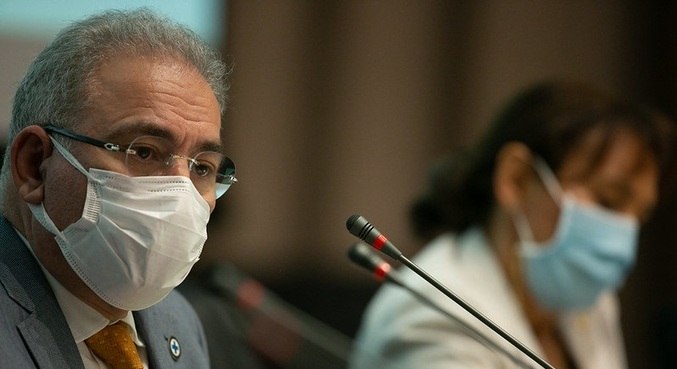 O ministro da Saúde, Marcelo Queiroga, em reunião em Brasília