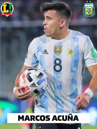 Marcos Acuña - 7,0 - Fez boas ultrapassagens pela esquerda quando teve em campo. Levou perigo no ataque e não comprometeu atrás. Outro da defesa argentina a ser amarelado. Saiu no segundo tempo.