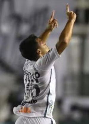 Marcos Leonardo festeja gol em 13/2/2021, na Vila Belmiro