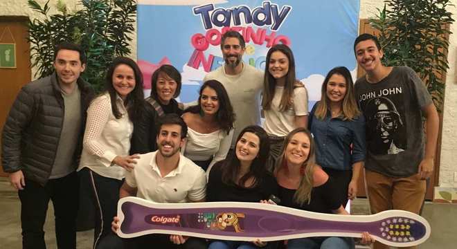 Marcos Mion e a equipe Tandy/Colgate