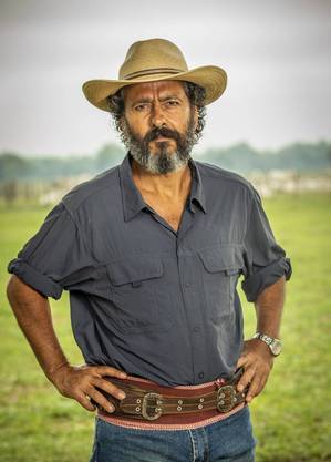 Marcos Palmeira caracterizado para “Pantanal”